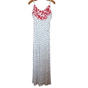 RIXO for Target Polka Dot Floral‎ Ruffle Maxi Slip Tank Dress White Orange SZ XL